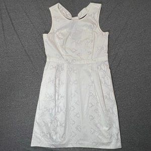 The Limited White Snake Skin Print Knee Length Sleeveless Dress w/ Pockets Sz 12